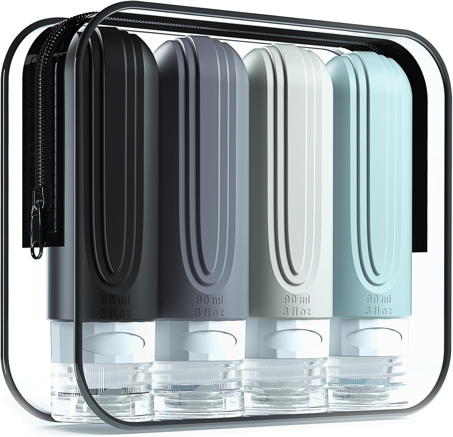 Glivary travel Bottles Kit for Toiletries Organizer BPA Free 90ml Silicone Size Containers Portable Bottle Accessories for Conditioner Shampoo Lotion(4 pack),Multicolor (dark travel bottle_01)-image-10