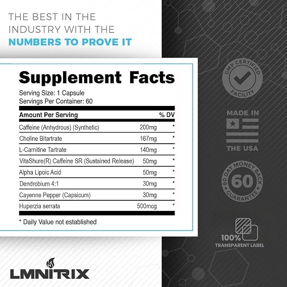LMNITRIX - Extreme Thermogenic Fat Burner - Powerful Weight Managment Aid, Stronger Than Most Diet Pills - True Plateau Destroyer - Lose Weight Fast for Men and Women - Real Results - 60ct