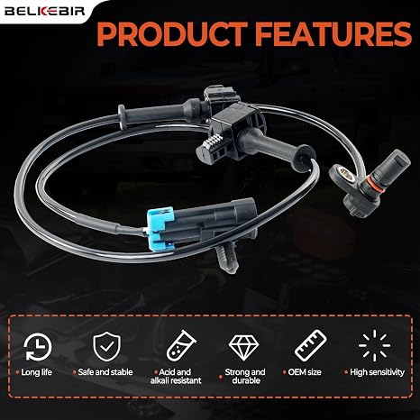Rear ABS Wheel Speed Sensor Left & Right Compatible with 2007-2013 Chevy Silverado 1500 2500 3500, GMC Sierra 1500, Chevy Cheyenne Replace ALS1757 20938121 10384745 15872664 SU9441 5S7975 2ABS0171
