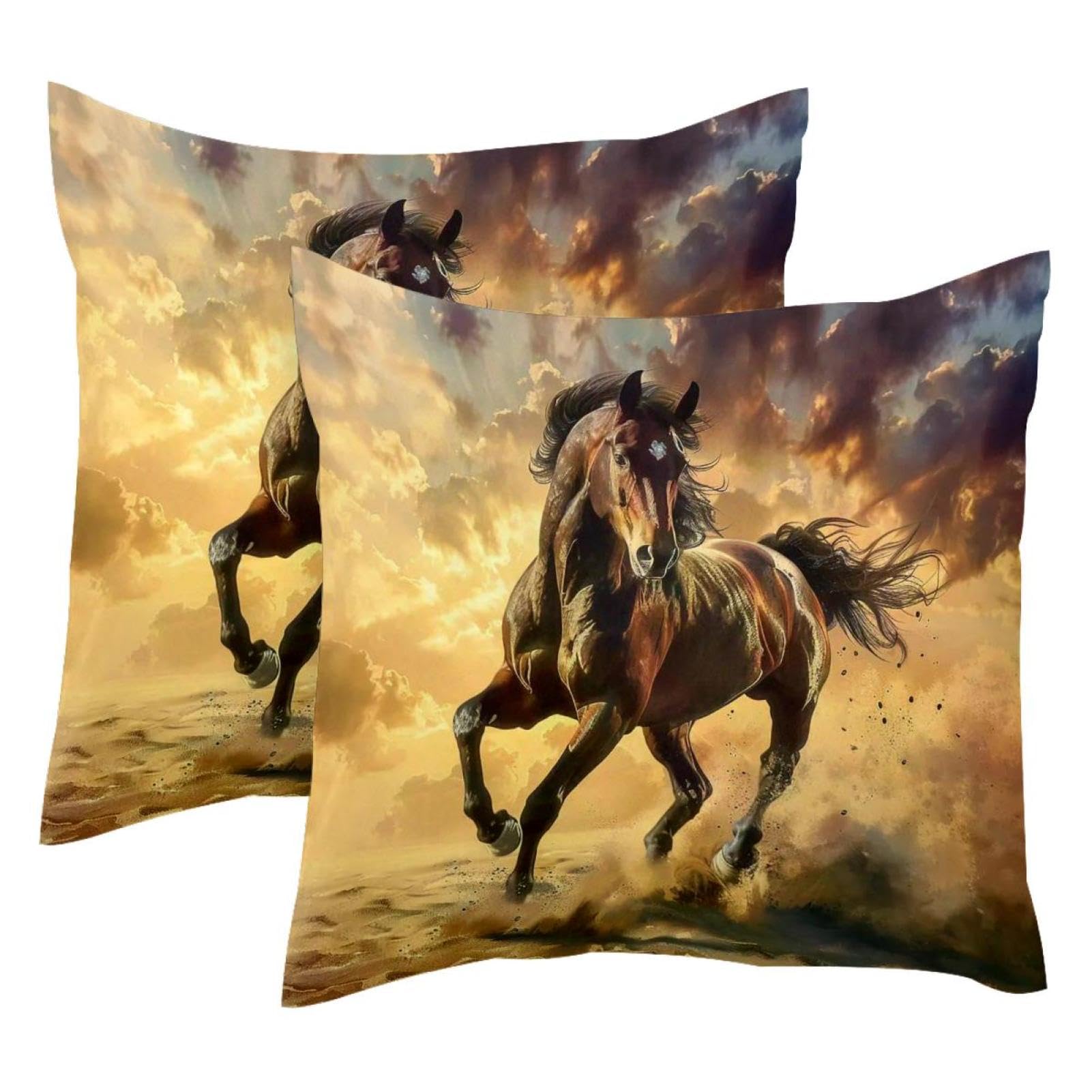 Housses de coussin velours motif cheval pour relooker facilement un canapé terne 50x50 cm