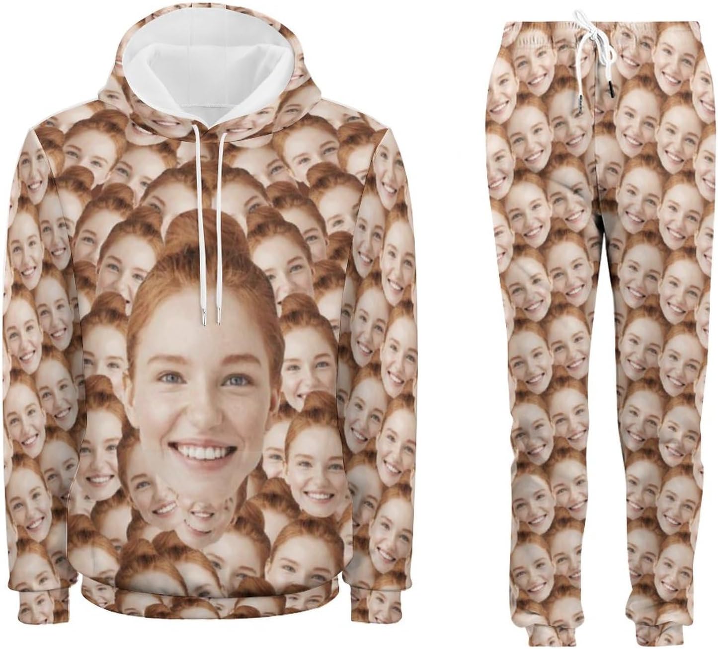 M YESCUSTOM Mens Tracksuit 2 Piece Hoodies, Custom Sweatsuit Set with Face Picture Personalized Novelty Jogger for Men