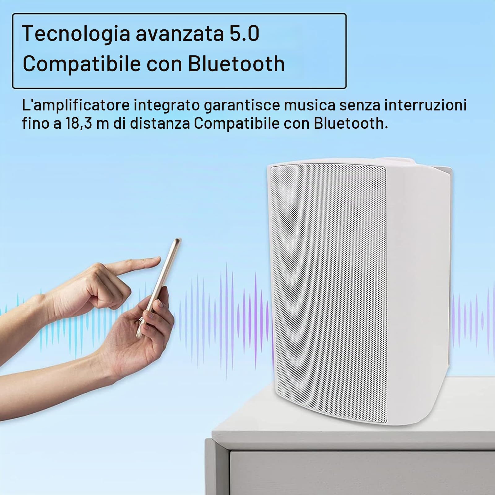Herdio 5,25 pollici 300 Watt altoparlanti esterni Bluetooth