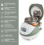 Yum Asia Panda Mini Rice Cooker With Ninja Ceramic Bowl and Advanced Fuzzy Logic (3.5 cup, 0.63 litre) 4 Rice Cooking Functions, 4 Multicooker functions, LED display, 220-240V (Whire and Sage Green) - 3