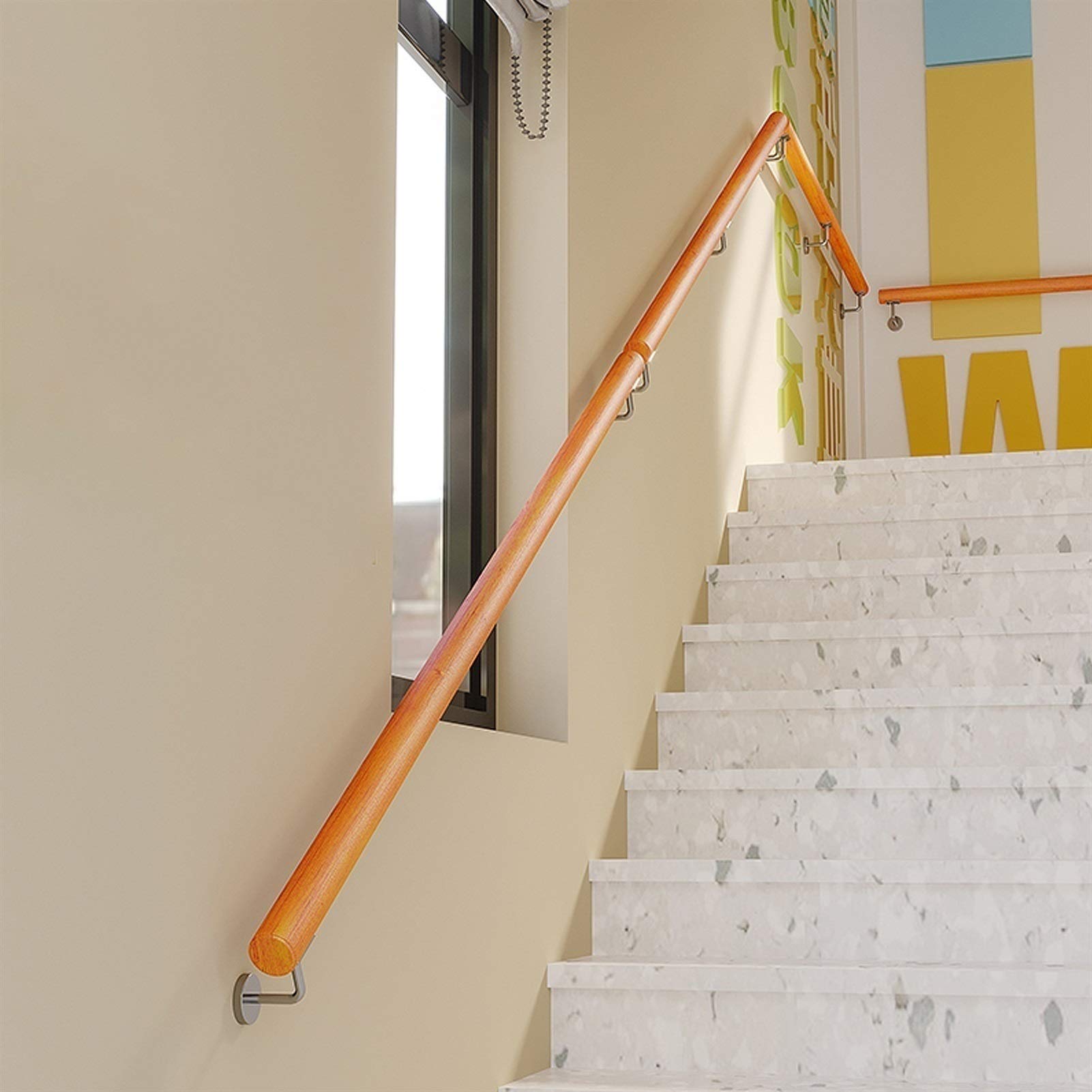 Pasamanos para Escaleras, Pasamanos De Madera Antideslizantes con Soporte Fijo De Acero Inoxidable, Varilla De Soporte De Pasillo, Fácil De Instalar (Size : 100cm)