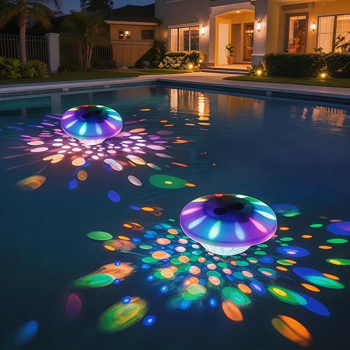 Floating Pool Lights for Night Party,2 Pack 4000mAh,7 Colors/6 Modes,IP68