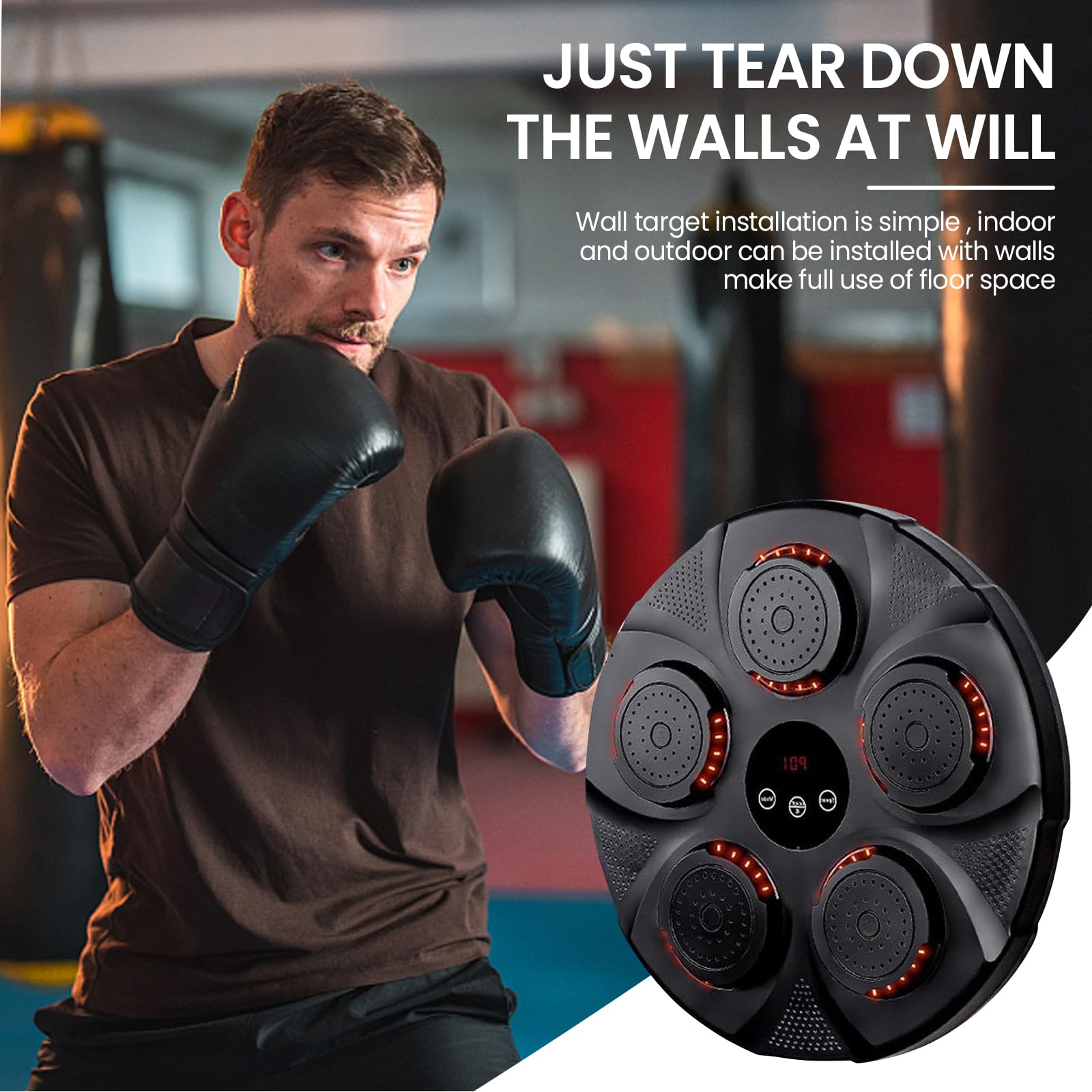 paryou Macchina da boxe musicale 2024 Smart Bluetooth da parete, macchina da boxe musicale per adulti e bambini, per allenamento a casa paryou Macchina da boxe musicale 2024 Smart Bluetooth da parete, macchina da boxe musicale per adulti e bambini, per allenamento a casa