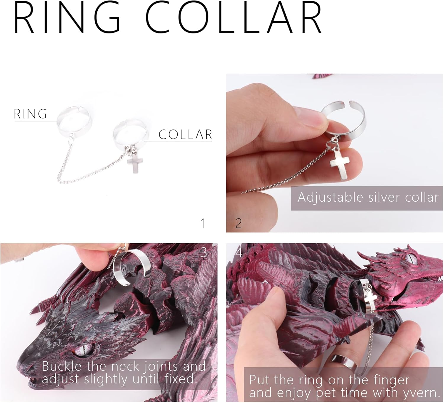 ACOCOFE 3D Printed Dragon Feathered Wyvern Dragon Toys,16 inch Large Fidget Articulated Dragon with Wings,Large Desktop Pet 3D Printed Toys (Laser Gold) - Image 6