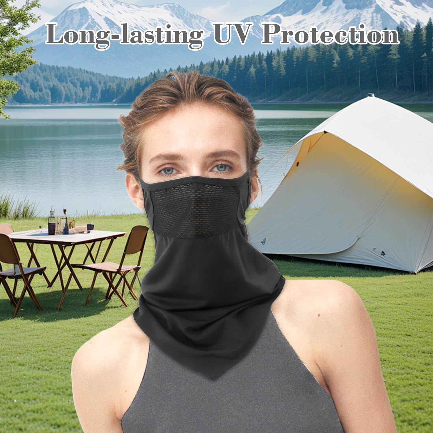 Masque Moto, Bandana Homme, Cagoule Noir, Protection Nez, Vêtements D'Été Pour Le Cou, Bandanas Pour Hommes Et Femmes, Casquette Anti UV Femme