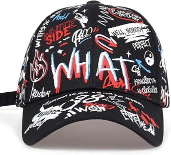 Street Graffiti Baseball Cap, Korean Trendy Printed Adjustable Hip-Hop Cap,Stylish Youth Designer Hat for Men & Women