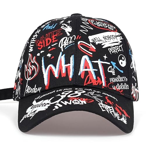 Street Graffiti Baseball Cap, Korean Trendy Printed Adjustable Hip-Hop Cap,Stylish