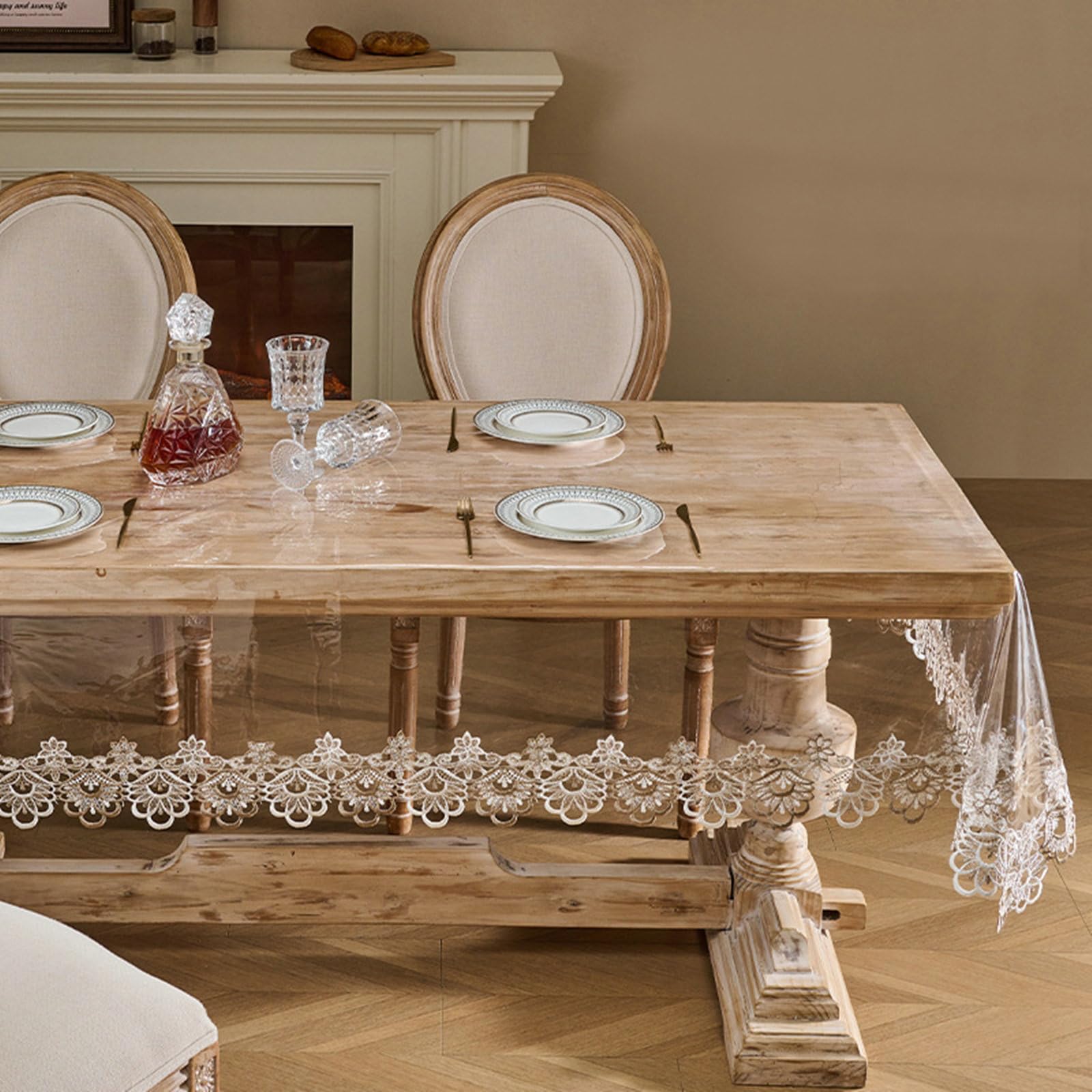 Gualiy Nappes Table Rectangulaire 140x180cm, Broderie Dentelle