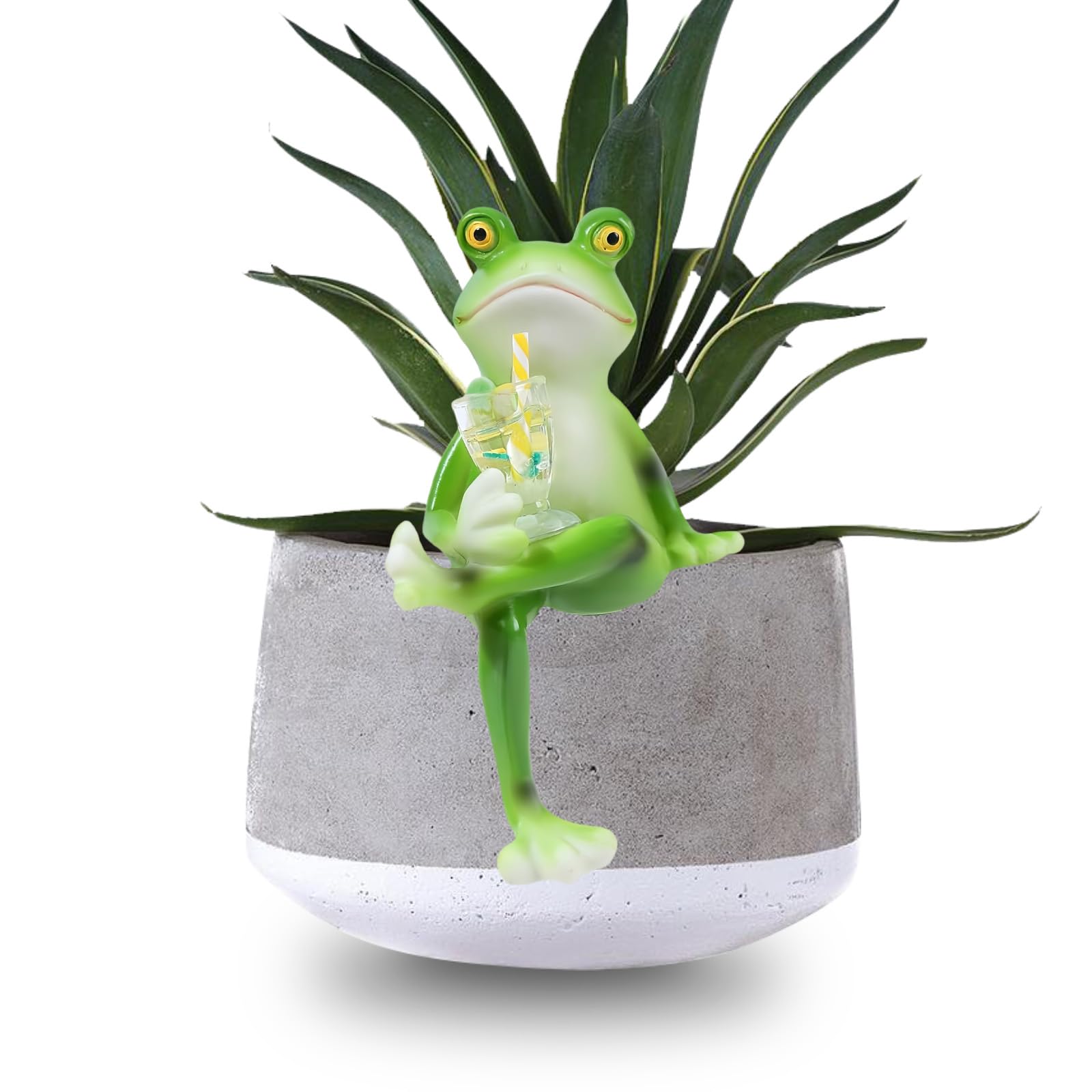 Bigtree Green Miniature Frog Figurines Plant Decorations For Pots Resin Figurines For Garden Frog Statue Planter Hugger Outdoor Yard Patio Decor Animal Hanging Ornament Fairy Garden Statue