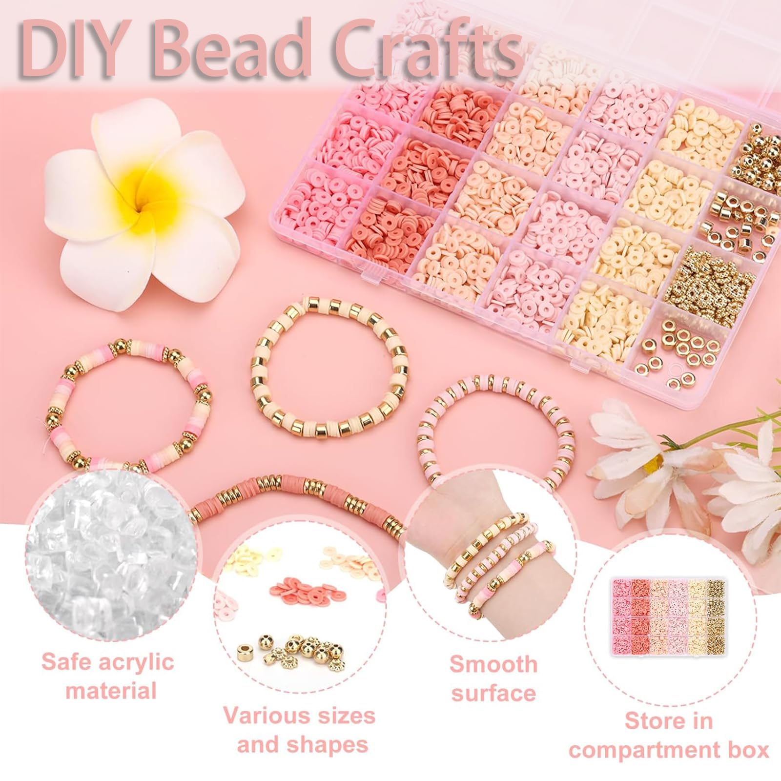 Complete Bracelet Making Kit with 2780 Clay Beads,Premium Heishi