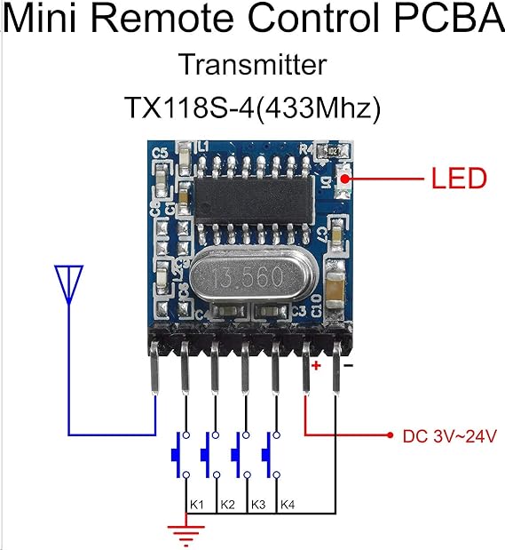 QIACHIP 3 Sets of 433mhz RF Transmitter and Receiver Module Wireless 4 Channel Output Link Kit Set with 1527 Learning Code for Remote Control
