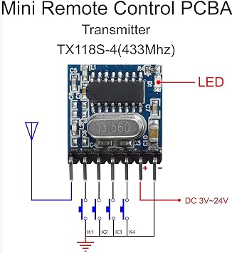 QIACHIP 3 Sets of 433mhz RF Transmitter and Receiver Module Wireless 4 Channel Output Link Kit Set with 1527 Learning Code for Remote Control