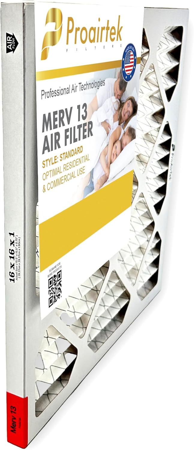 Proairtek AF16161M13SWH Model 16x16x1 Pack of 2 Air Filters, MERV 13; Ideal for Anyone Wanting Clean, Crisp Air in Their Home