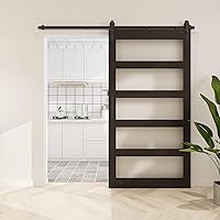 Vista 27 de BARNSMITH Puerta de granero de vidrio de 32 x 84 pulgadas con herrajes para puerta corrediza de níquel cepillado de 5.5 pies incluidos y asa