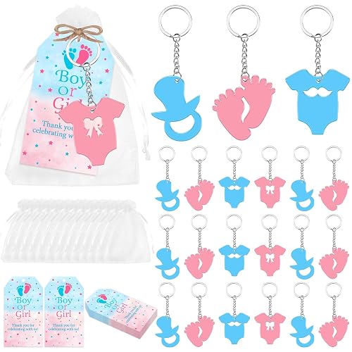 Serencatcher 24 Sets Gender Reveal Keychain Party Favors for Guests,