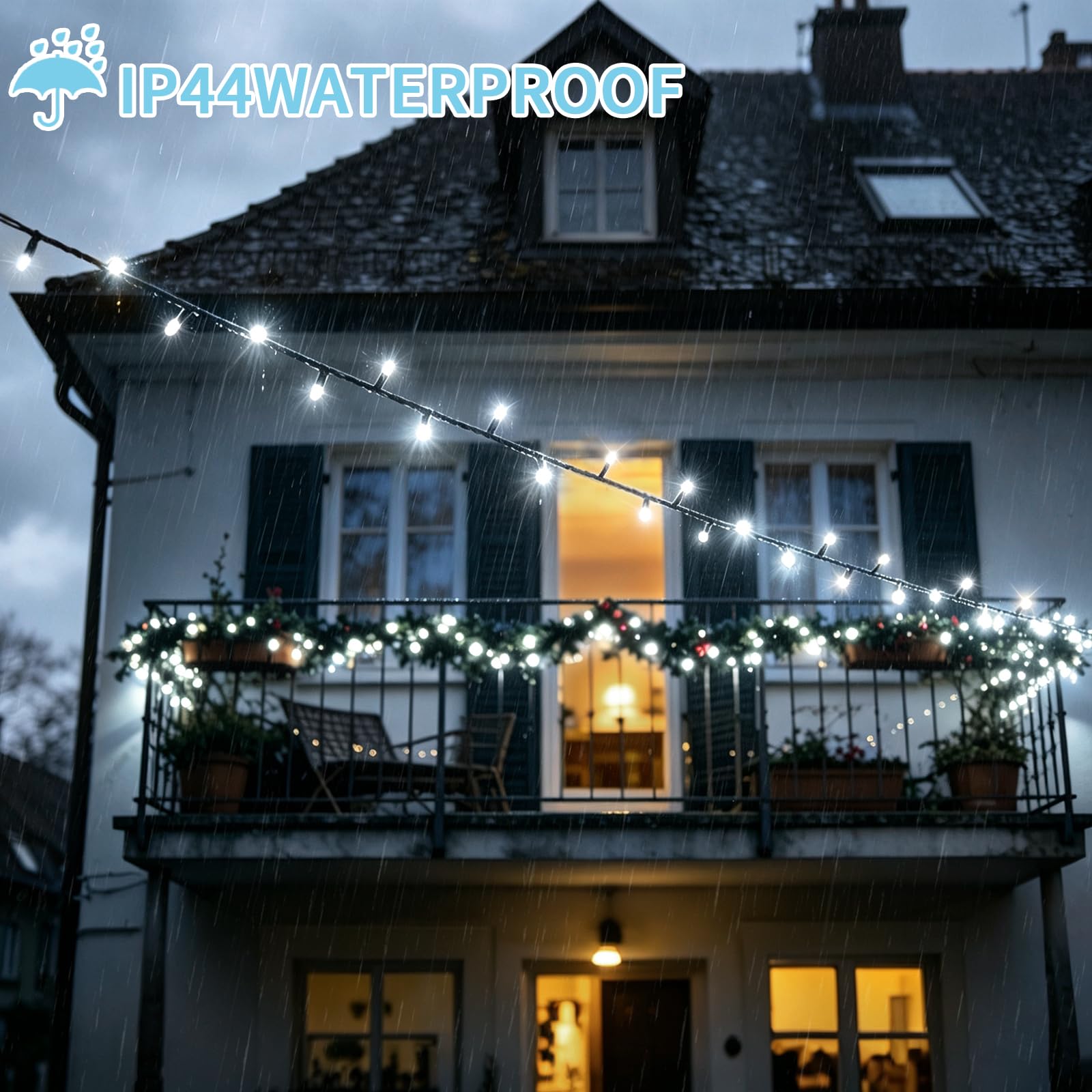 42m 1400 LED Lichterkette Außen Weiß Lichterkette Outdoor Wasserdicht 8 Modi mit Fernbedienung und Timer, Lichterkette Innen für Party Hochzeit Ostern Garten Balkon Weihnachtsbaum deko