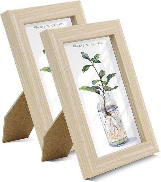 RonFin 2 Packs 6x4 Inch Picture Frame with Mount, Glass Front Photo Frame Modern Design Style-Placed Vertically and Horizontally Portrait Frame Made of Wood for Tabletop Display Wall(Brown)