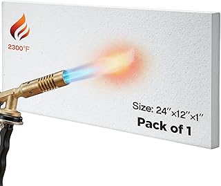 1 Pack Ceramic Fiber Insulation Board, 2300f-rated, 24" x 12" x 1", Thermal Insulation Ceramic Board for Wood Stoves Fireplaces Furnaces Forges Kilns Pizza Ovens