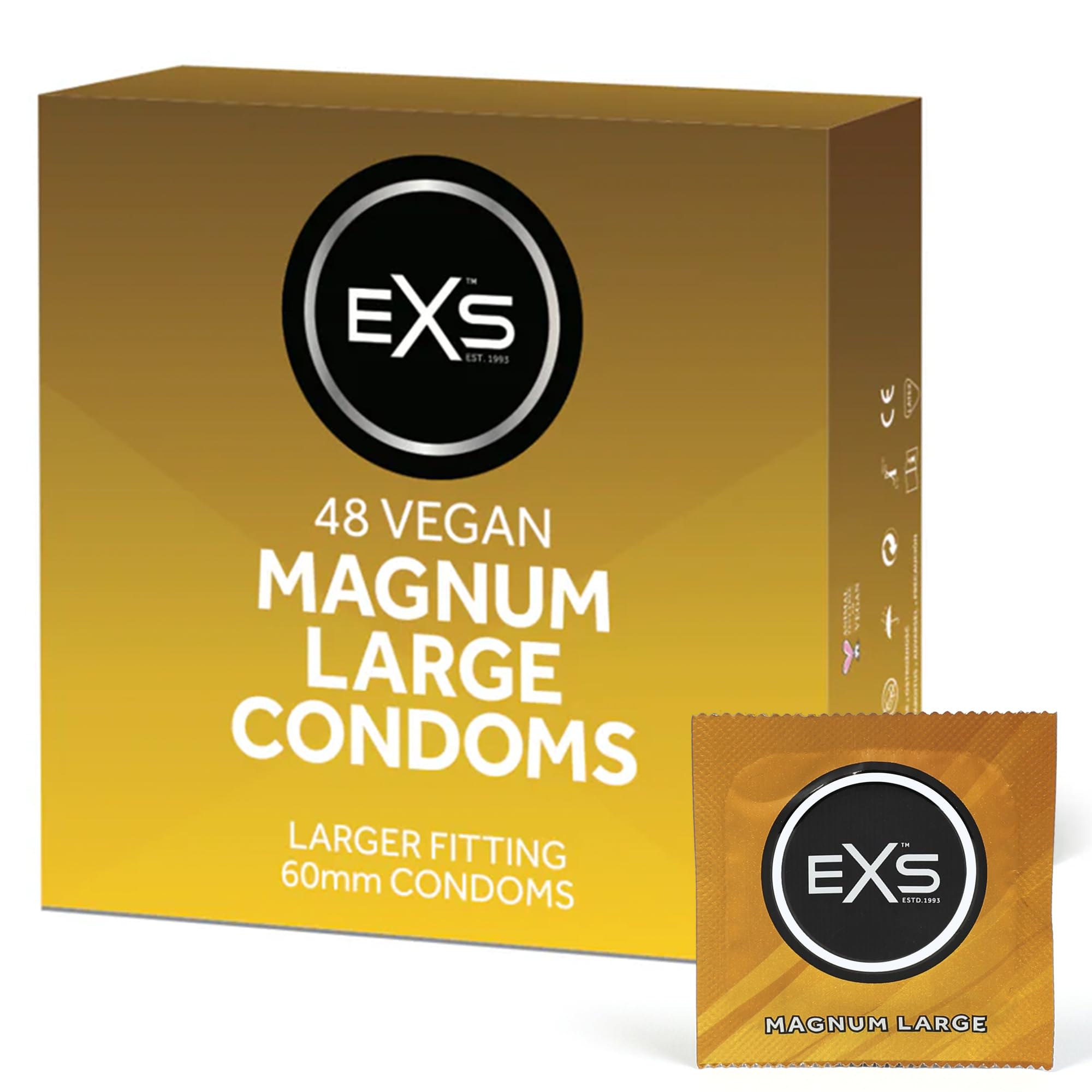 Exs Unisex Magnum Condoms Large Size Vegan 48 Pack