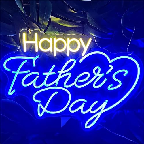 Letrero de neón con texto en inglés Happy Father's Day para decoración de pared, letrero LED para el Día del Padre, regalo para papá para decoración