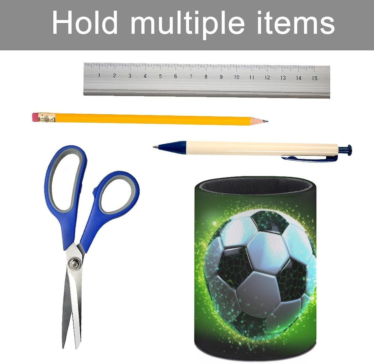 Office Cool Soccer Ball Desk Organizer Pen Holder Round image 5