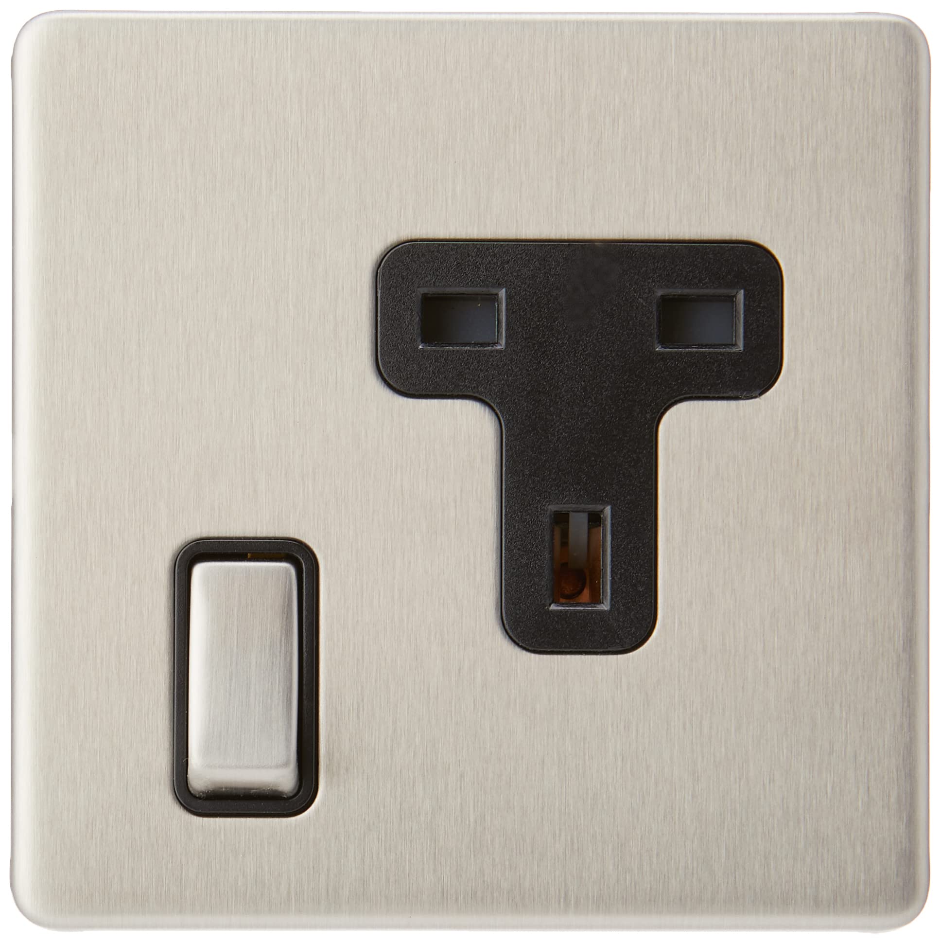 Alliance Electrical Black Aet Sl1gsocbs 1 Gang 13 A Screwless Socket With Insert Metal Rocker Switch