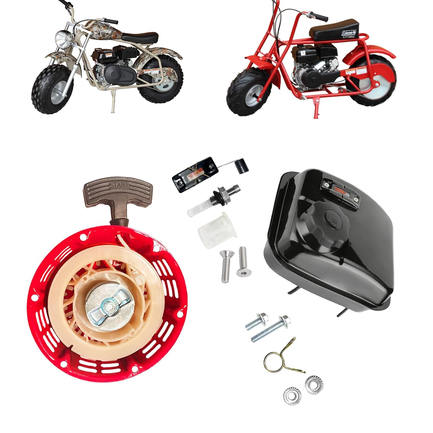 QYMOTO Coleman CT200U Pull Start and CT200U Gas Tank Fuel Gauge Tank Upgrade for CT200U-EX Minibike,BT200X,Predator 212cc Engines