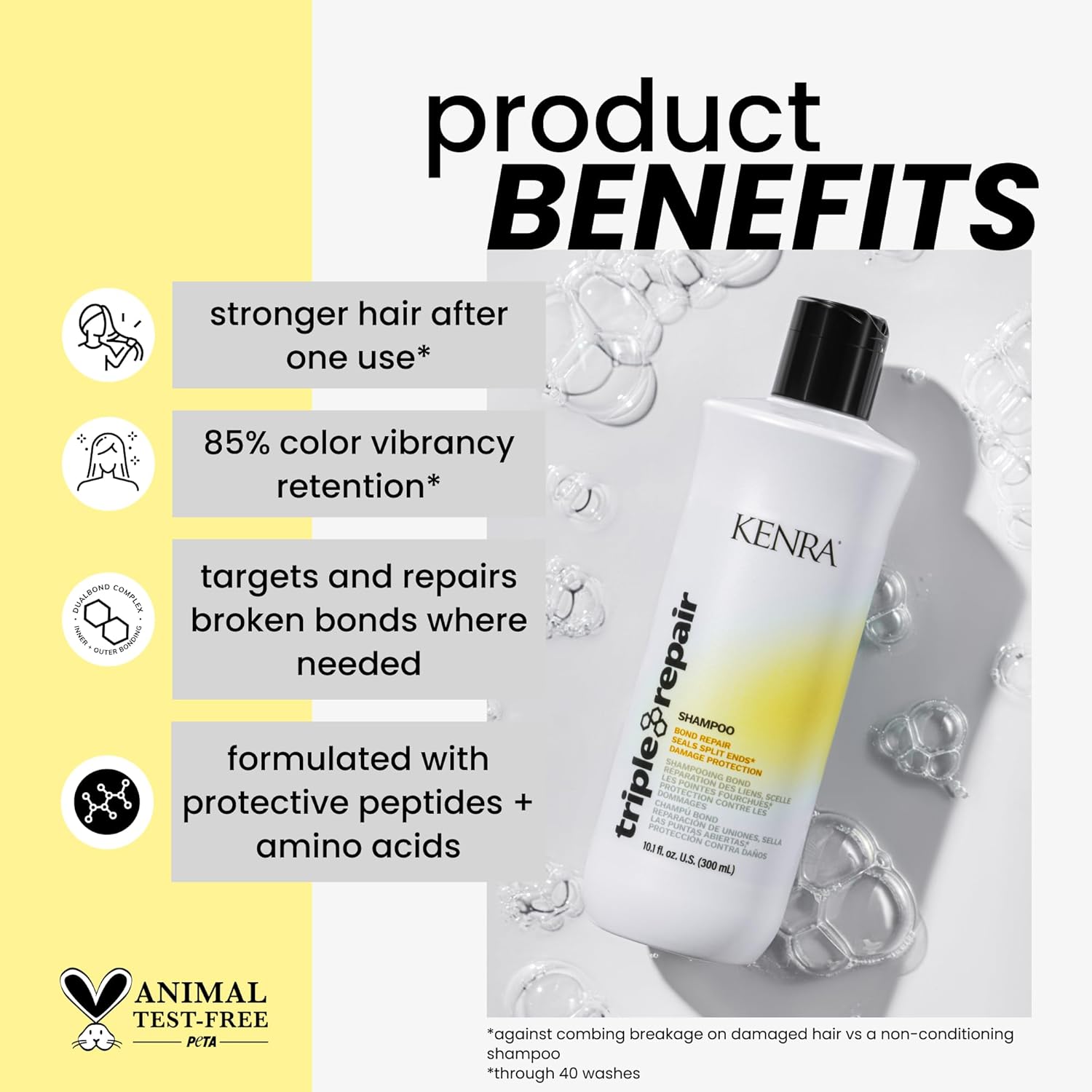 Triple Repair Shampoo | Targets & Repairs Weak or Broken Bonds | Split Ends | Damaged Hair | Bond Builder | Sulfate-Free - Image 2