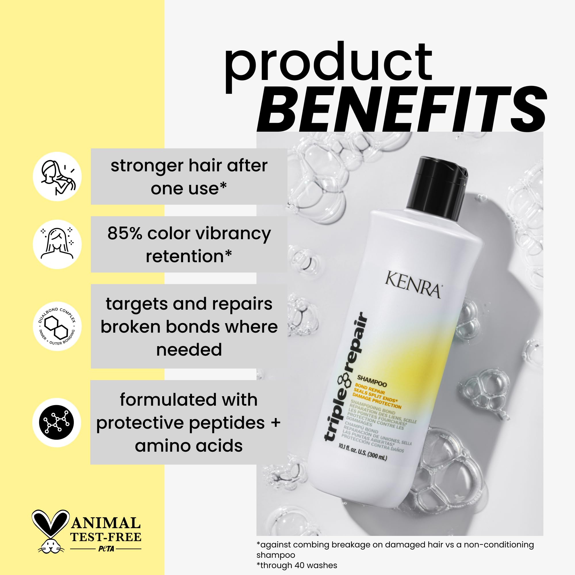 Triple Repair Shampoo | Targets & Repairs Weak or Broken Bonds | Split Ends | Damaged Hair | Bond Builder | Sulfate-Free