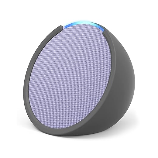 Echo Pop | Altoparlante Bluetooth intelligente con Alexa, compatto e dal suono potente | Lavanda + custodia per Echo Pop Made For Amazon (modello 2023), Grigia