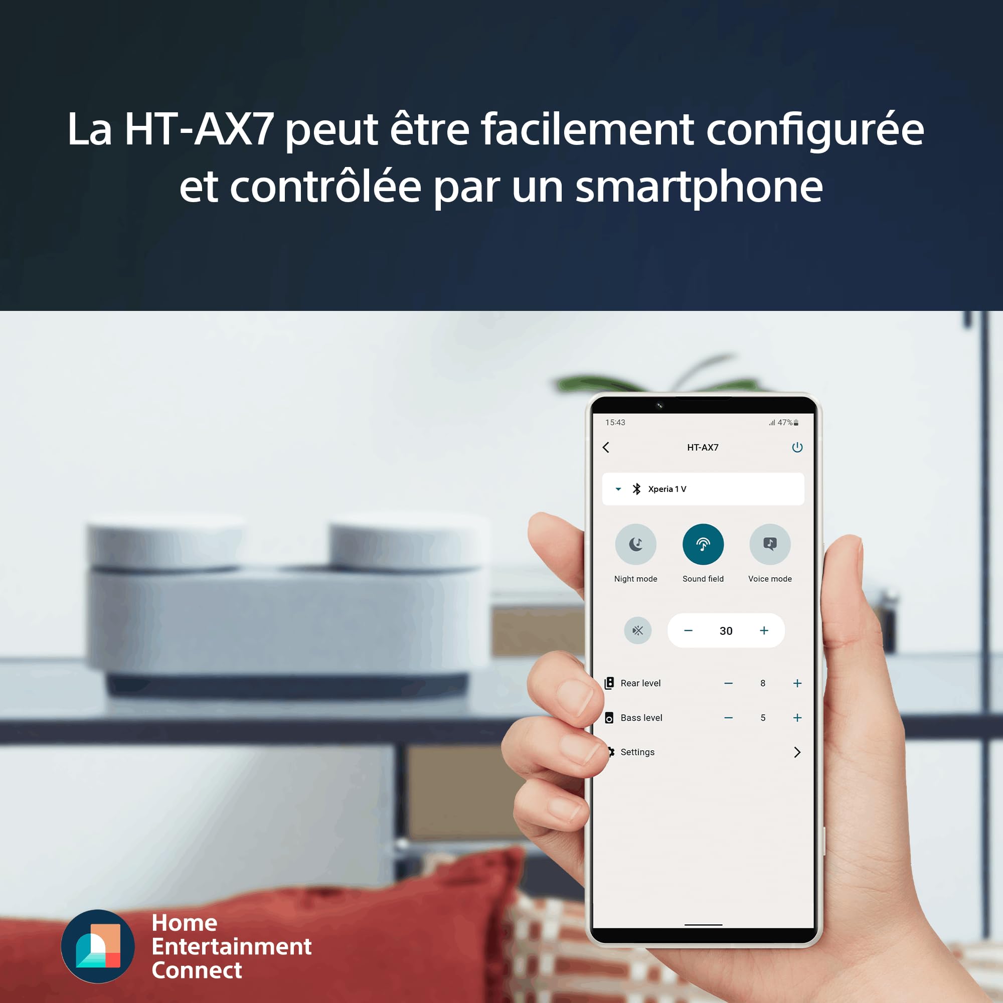 Sony HT-AX7 Système Home Cinema Portable 360 Spatial Sound Mapping Bluetooth 30h Autonomie
