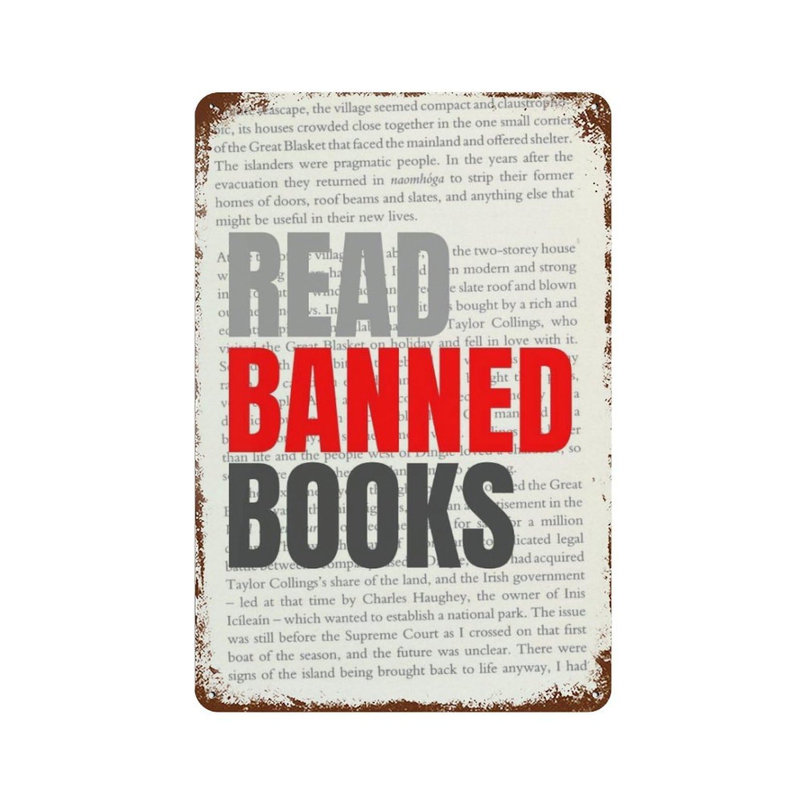 xiaoxiaoshen Read Banned Books Poster, Bold for Book Lovers, Anti Wall Decor Art Metal Tin Poster Modern Home Decor Art Home Bar Shop Decorations Vintage Sign 30x20cm