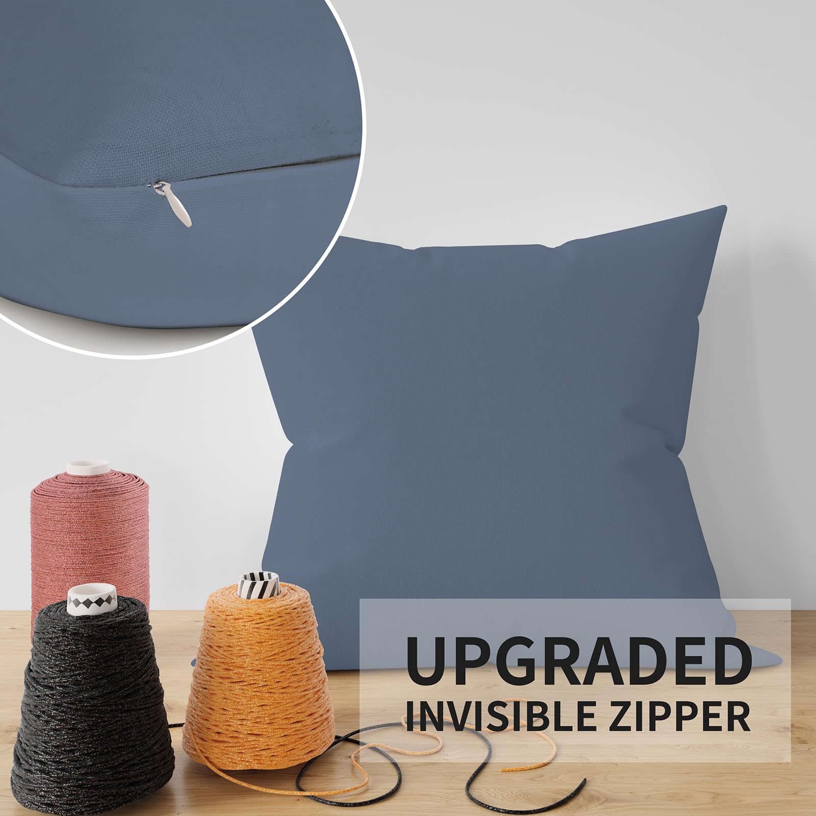 ggaimwf Solid Color Linen Look Cushion Covers for Sofa Continental Throw Pillow for Bed Nordic Style Morandi Color Handmade Square Cushion Cases with Invisible Zipper - Image 4