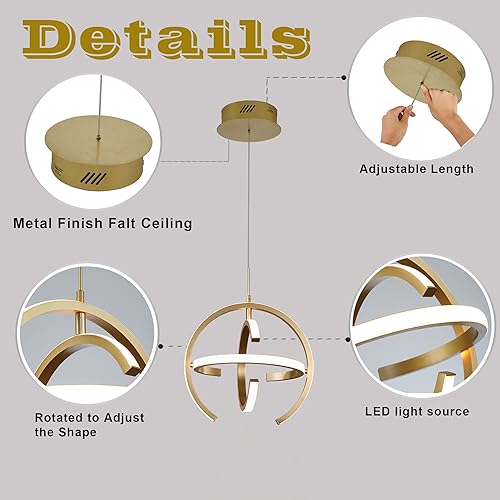 Miniatura 5 de Kinglong Lámpara colgante negra mate para isla de cocina, lámpara LED moderna de granja, regulable, ajustable, de metal, para comedor, dormitorio,