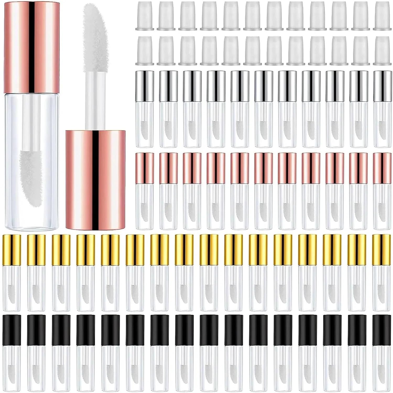 Empty Lipstick Tubes 100pcs 1.2ml Mini Lip Gloss Tubes With Wand Empty Travel Bottle Refillable Containers For Diy Lipstick(Gold)