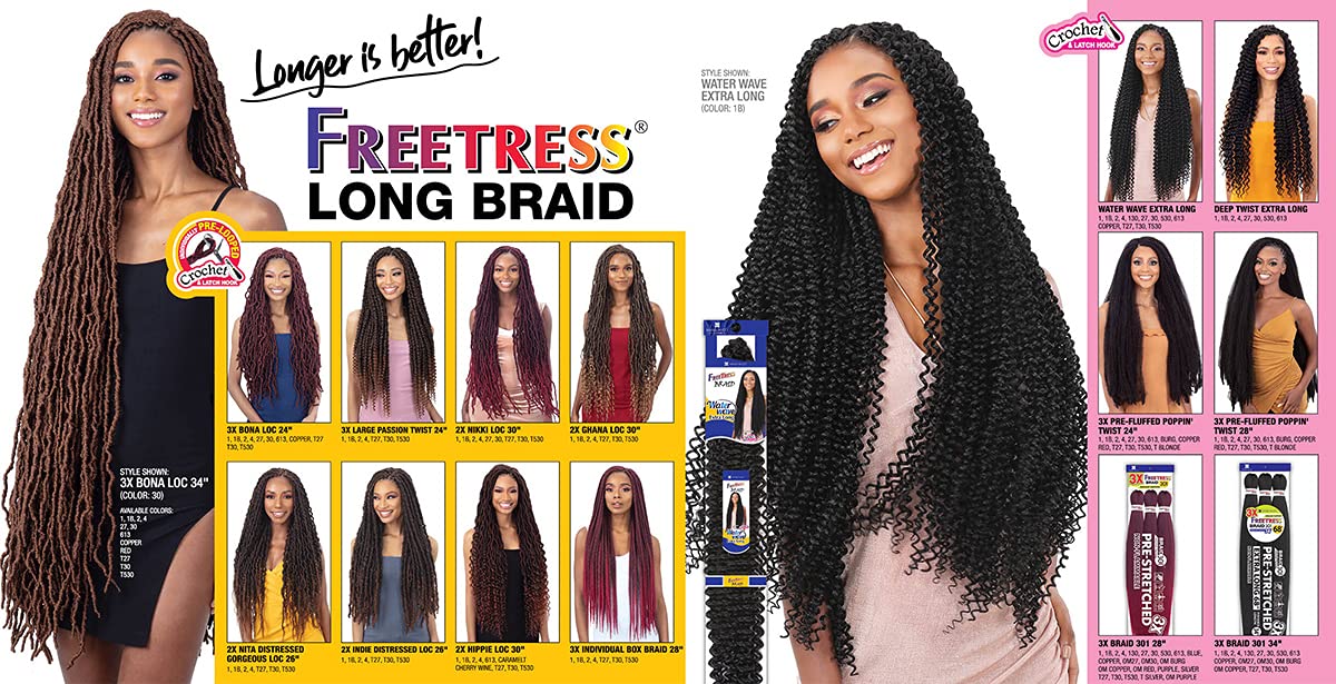 FreeTress Crochet Braids 3X Pre-Fluffed Poppin Twist 24" (3-pack, 1)