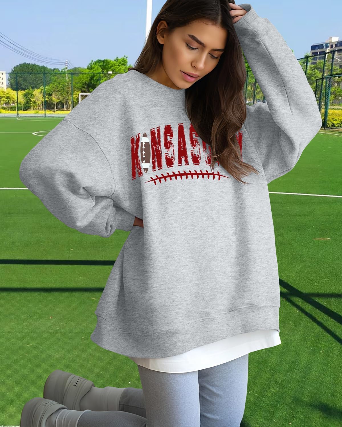 SFHFY Football Sweatshirt Women: Oversized Game Day Lightweight Shirt Football Team Fan Pullover Rugby Top - Image 4