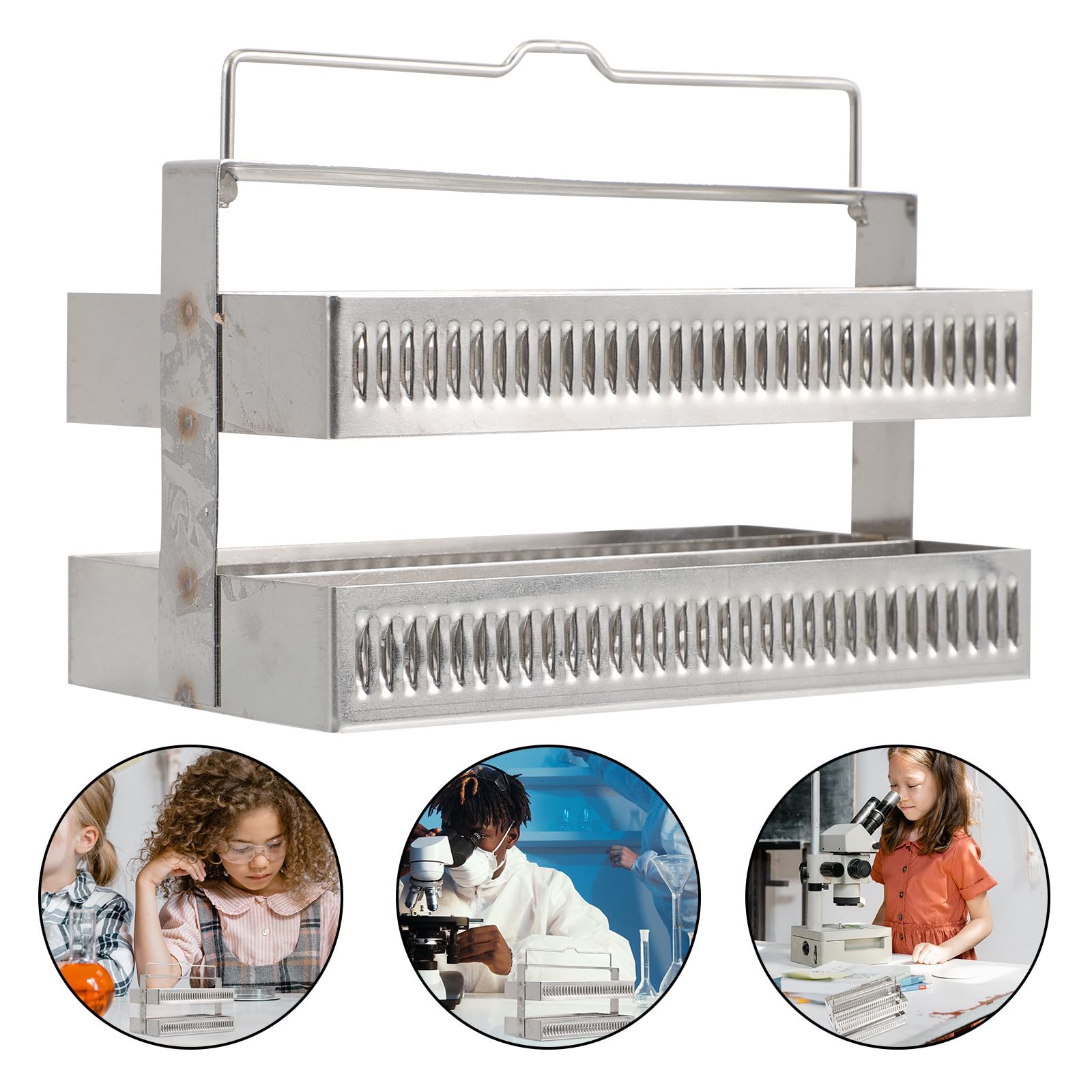 Gradilla para 60 Porta Platos de Vidrio de Acero Inoxidable Ligera y Práctica para Suministros de Laboratorio y Uso Profesional