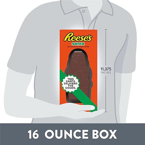 Miniatura 7 de REESE'S Chocolate con leche Mantequilla de cacahuete Santa, caja de dulces de Navidad, 16 onzas