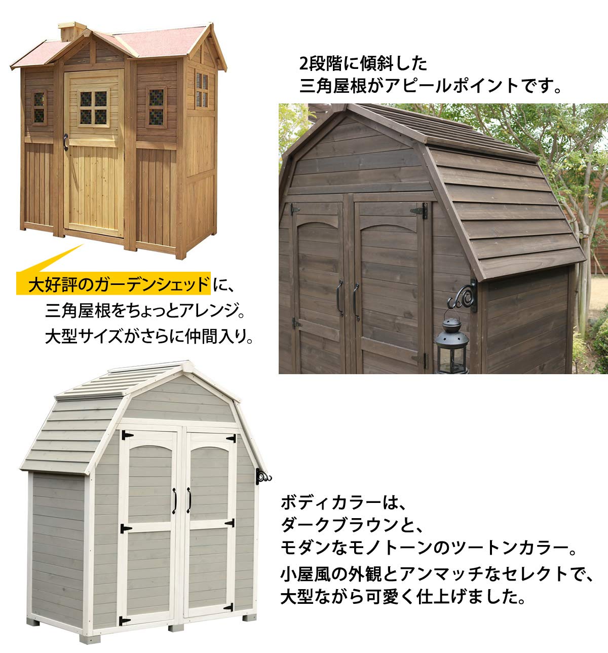 Amazon.co.jp: ガーデンガーデン 三角屋根の山小屋風物置小屋 木製収納
