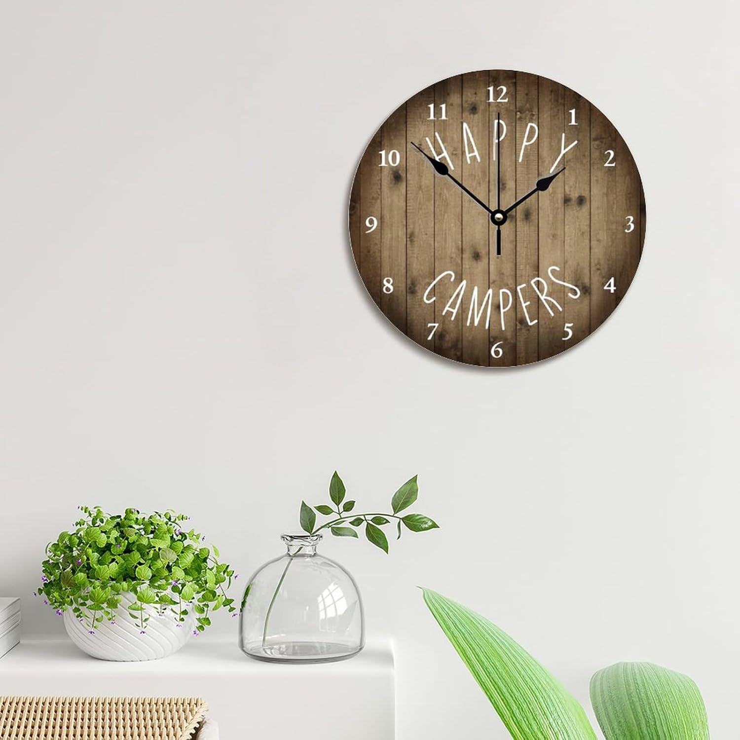 ArogGeld Campers Wall Clock Happy Wall Clocks Battery Operated 12 Inch Quiet Non-Ticking Farmhouse Hanging Clock Modern Wall Decor for Kitchen Living Room Bedroom Office