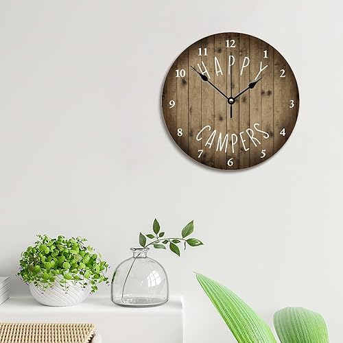 Miniatura 3 de ArogGeld Reloj de pared con diseño de campistas, funciona con pilas, 12 pulgadas, silencioso, sin tictac, estilo casa de campo, decoración moderna