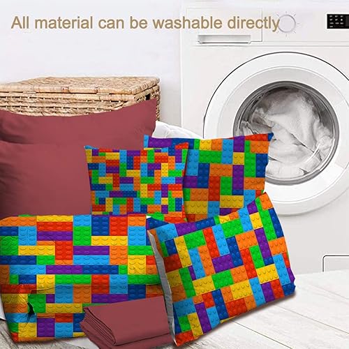 Miniatura 6 de BlessLiving Juego de ropa de cama para niños en una bolsa, juego de ropa de cama de juguete colorido de tamaño individual con edredón, 8 piezas con