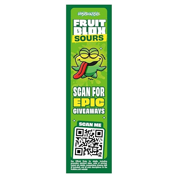 Fruit~Blox Sour Fruit Snacks, Apple Strawberry & Watermelon ~ 22 Pouches in a Cardboard Box ~ (Pack of 1)