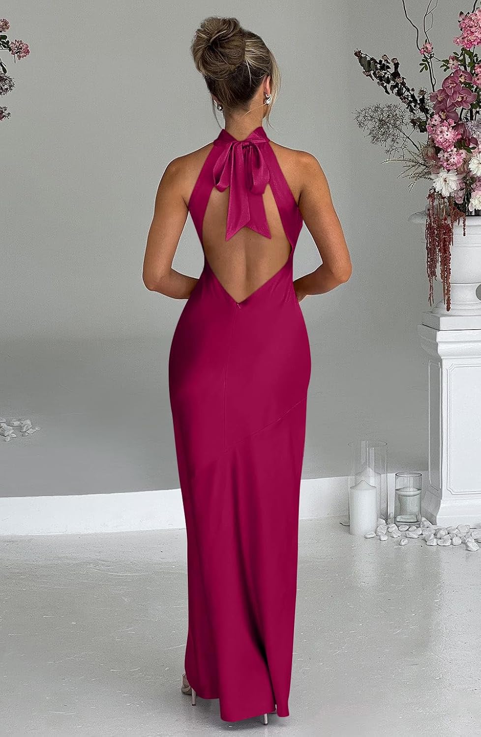 Memoriesea Women's Sexy High Split Sleeveless Backless Party Wedding Maxi Dress - Image 3