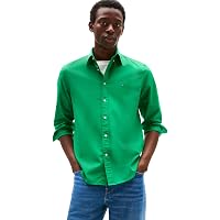 Tommy Hilfiger Uomo Camicia Flex Poplin Solid Regular Fit, Verde (Olympic Green)