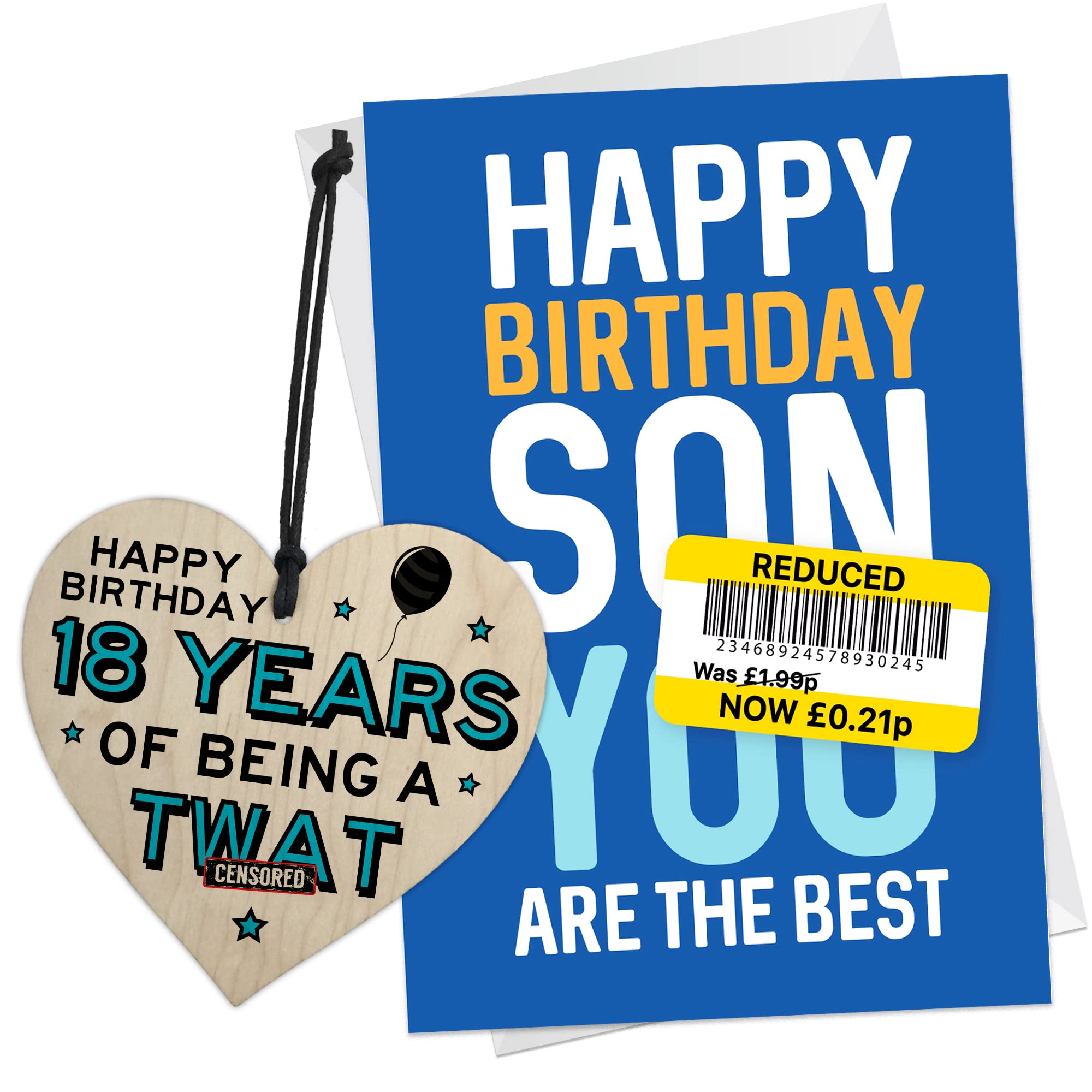 RED OCEAN Funny 18th Birthday Gifts For Son Him Wood Heart 18th Birthday Card Novelty Gift For Him Son Gifts From Mum Dad